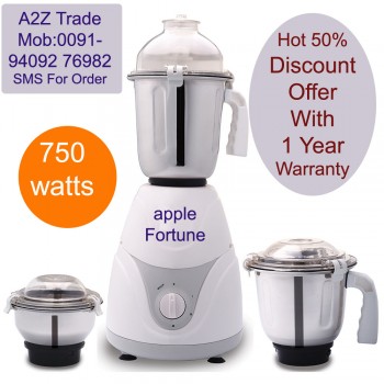 Apple-Desire, 750-Watt Mixer Grinder with 3 Jars On Discount With Adjustable Slicer(Mrp Rs.799/-) Free,